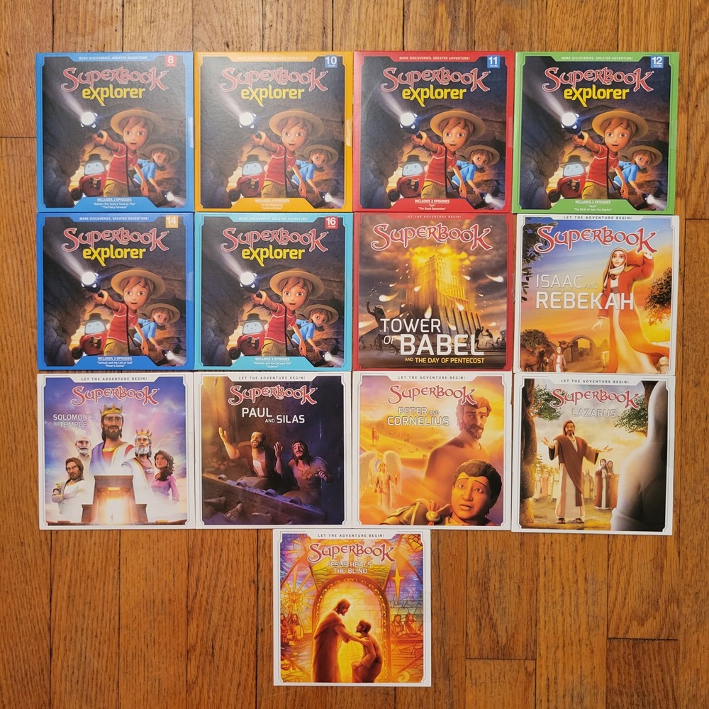 Superbook DVD Lot 13 Discs Explorer Series Bible Stories Kids Animation CBN